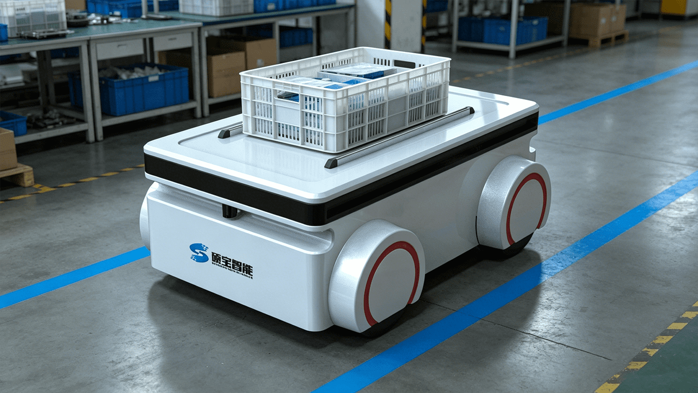 四驱机器人底盘在车间作业