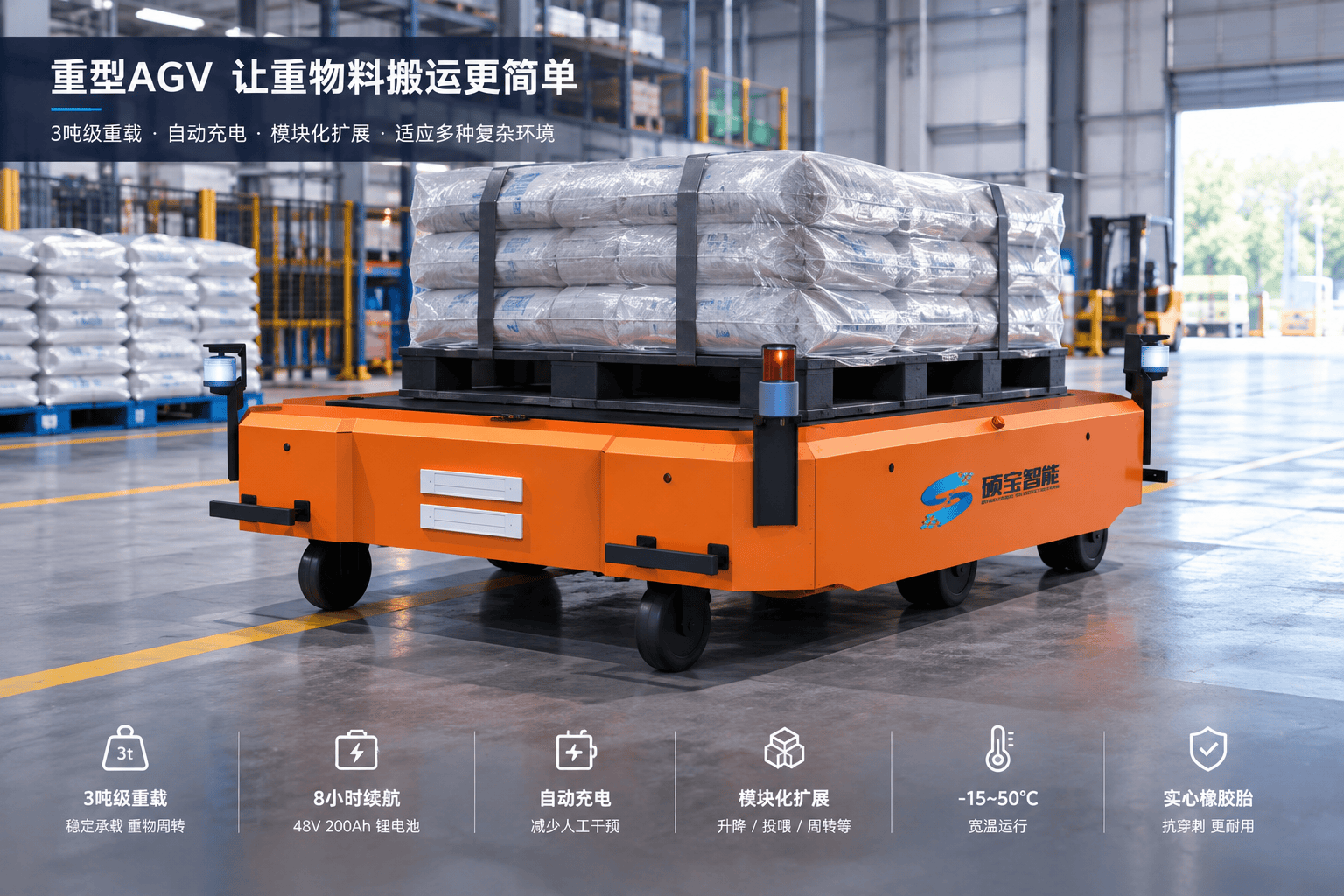 3吨重型AGV工业重载搬运机器人应用